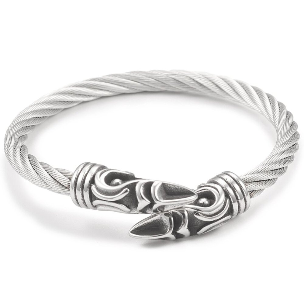 Simple yet Stunning Thick Twist rope Stainless Steel wrap cuff Bracelet eagles